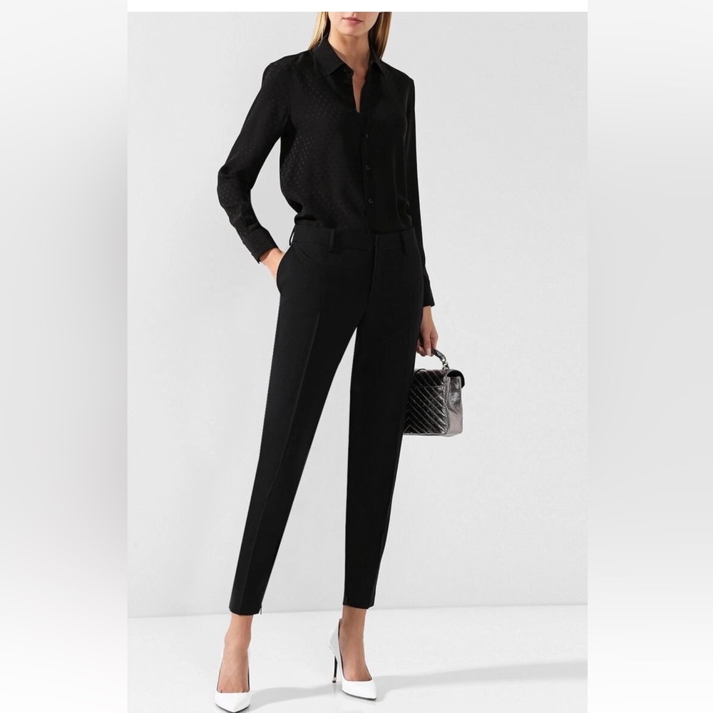 Saint Laurent YSL Black Gabardine Wool Skinny Pants $1290 . Size 36
